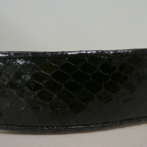 Judith Leiber black snakeskin adjustable belt onyx belt one size gold